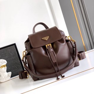 Prada 新作 シープスキン リュック オールレザー ブラック 1BZ080 サイズ:29x27x12.5cm