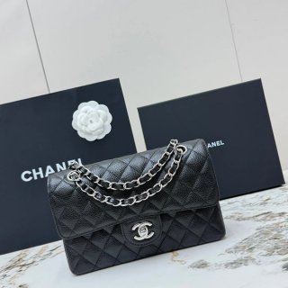 CHANEL AS1113 ラムレザー 菱格紋 シルバー×ゴールド 斜め掛けバッグ クラシック ヴィンテージ 23×14.5×6cm サイズ:23×14.5×6cm