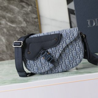 DIOR サドルメッセンジャー オブリーク 青 サイズ:21x16x5.5cm