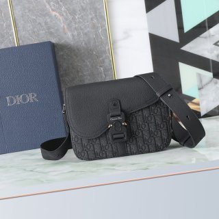 DIOR サドルメッセンジャー 黒布ジャガード サイズ:23x18cm