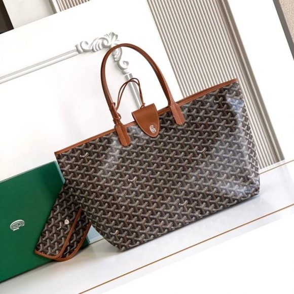 GOYARD 6603 キャンバス、レザー ブラウン ショルダーバッグ、ハンドバッグ サンルイ、ゴヤルディン、キャンバス 34x28x15cm サイズ:34x28x15cm GOYARD 6603 キャンバス、レザー ブラウン ショルダーバッグ、ハンドバッグ サンルイ、ゴヤルディン、キャンバス 34x28x15cm サイズ:34x28x15cm