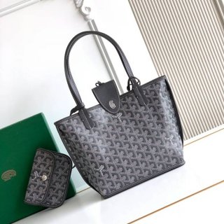 GOYARD S5503 キャンバス、レザー グレー ショルダーバッグ、ミニバッグ、ハンドバッグ キャンバス、レザー、ミニ 20x20x10cm サイズ:20x20x10cm