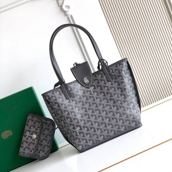 GOYARD S5503 キャンバス、レザー グレー ショルダーバッグ、ミニバッグ、ハンドバッグ キャンバス、レザー、ミニ 20x20x10cm サイズ:20x20x10cm