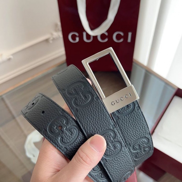 グッチ メンズ ベルト スクエアバックル 3.5cm