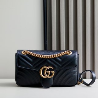 GUCCI 443497 カーフレザー チェーンバッグ GG、マルモント 26x15cm サイズ:26x15cm