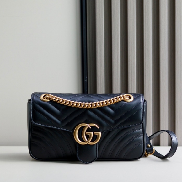 GUCCI 443497 カーフレザー チェーンバッグ GG、マルモント 26x15cm サイズ:26x15cm
