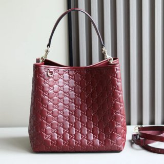 GUCCI 815103 レザー ブラック、ゴールド、プリント バケツバッグ GG、新作 25x25x16cm サイズ:25x25x16cm