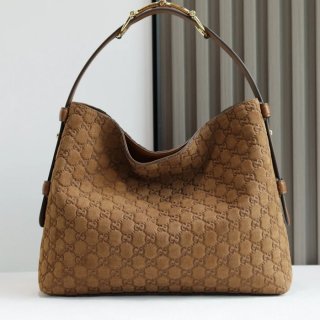 GUCCI 850926 カーフレザー、レザー ブラウン、ゴールド ショルダーバッグ、ハンドバッグ 馬銜 275x35x11cm サイズ:275x35x11cm