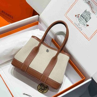 HERMES ガーデン 23cm ブラウン ハンドバッグ セミハンドメイド 23cm Garden 23cm サイズ:23cm