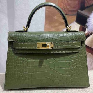 HERMES ケリー 19cm ワニ革 ショルダーバッグ 高品質 金具ゴールド 19cm Kelly 19cm サイズ:19cm