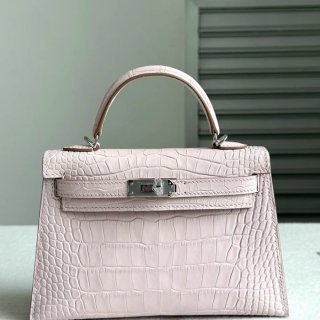 HERMES ケリー 19cm ワニ革 パープル ショルダーバッグ 高品質 19cm Kelly 19cm サイズ:19cm