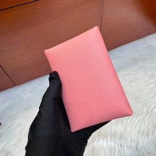 HERMES カルヴィ デュオ 二層カードケース エプソム ミルキーピンク シルバー金具 サイズ: