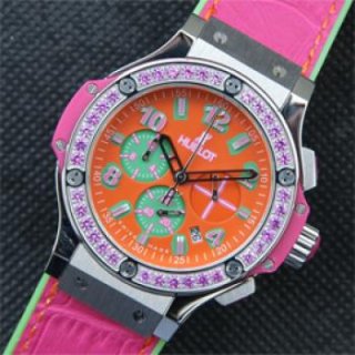 HUBLOT ビッグバン オレンジダイヤル 6時9時赤ピンクインダイヤル レディース向け HUBLOT ビッグバン オレンジダイヤル 6時9時赤ピンクインダイヤル レディース向け