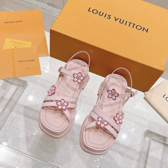 【LOUISVUITTON】マヤフラットフォームサンダルレザーサンダルレディース