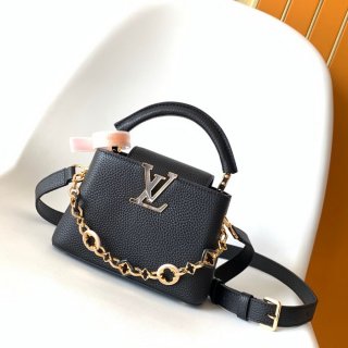LOUIS VUITTON M14381 牛皮 モノグラム ブラック ハンドバッグ チェーンフラップ 22x12cm サイズ:22x12cm