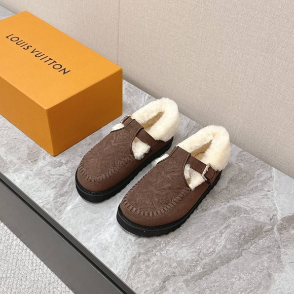 【LOUISVUITTON】ウールスリッポン厚底ルームシューズアウトドアスリッパレディース