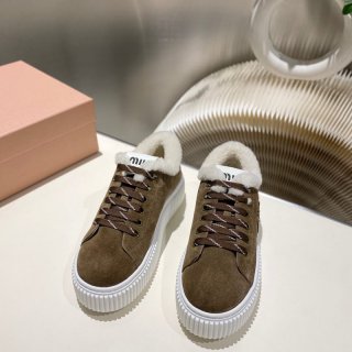 【MIUMIU】ビスケットシューズ厚底スニーカーウールスニーカーレディース