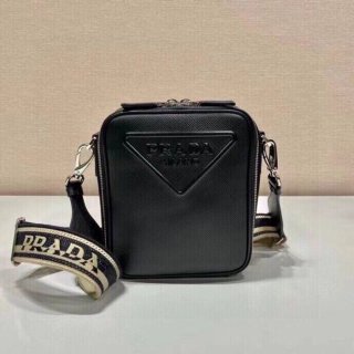 PRADA 2VH154 刺繍テープ斜め掛け サイズ:19x16x5.5cm