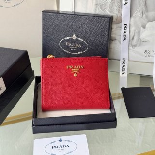 PRADA 1ML050 短財布 サフィアーノ十字紋 牛皮 サイズ:10x9cm