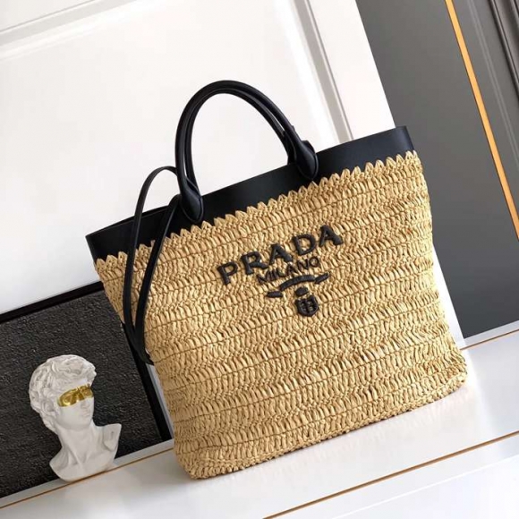 PRADA 1BG499 カーフスキン、編み プリント ショルダーバッグ、ハンドバッグ、トートバッグ 編み、トート、クラシック 32x29x15cm サイズ:32x29x15cm PRADA 1BG499 カーフスキン、編み プリント ショルダーバッグ、ハンドバッグ、トートバッグ 編み、トート、クラシック 32x29x15cm サイズ:32x29x15cm