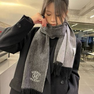 エルメス 拼色カシミヤスカーフ 30x180cm