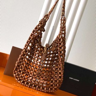 SAINT LAURENT 823807 編み ブラウン、ゴールド ハンドバッグ クラシック 35x30x10cm サイズ:35x30x10cm