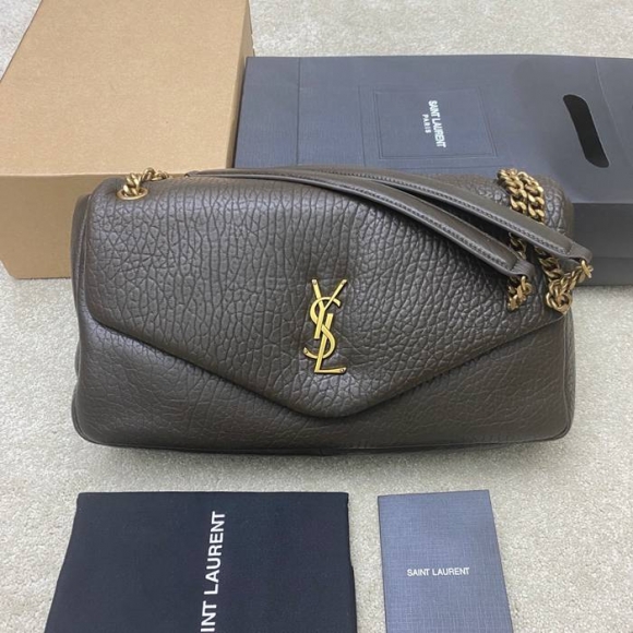 SAINT LAURENT 777399 ラムレザー、エレファント グリーン、ゴールド、エレファント ハンドバッグ クラシック 37x21x10cm サイズ:37x21x10cm SAINT LAURENT 777399 ラムレザー、エレファント グリーン、ゴールド、エレファント ハンドバッグ クラシック 37x21x10cm サイズ:37x21x10cm