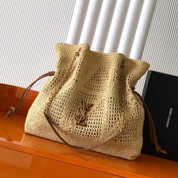 SAINT LAURENT 838876 編み ゴールド ハンドバッグ チェーン、ジェイミー 35x35x10cm サイズ:35x35x10cm SAINT LAURENT 838876 編み ゴールド ハンドバッグ チェーン、ジェイミー 35x35x10cm サイズ:35x35x10cm