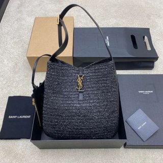 SAINT LAURENT 753837 編み ブラック、ゴールド 脇下バッグ 大、クラシック 31x30x13cm サイズ:31x30x13cm