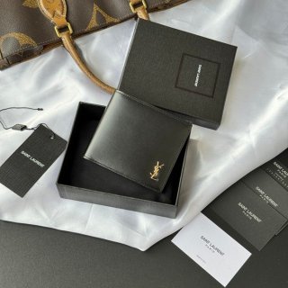 SAINT LAURENT 607727 メンズ対折り財布 牙籤紋 サイズ:11x9.5x2.5cm