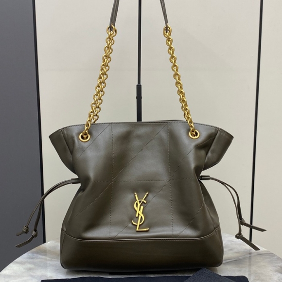 SAINT LAURENT 833948 ラムレザー グリーン、ゴールド トートバッグ、脇下バッグ ジェイミー 29x27x11cm サイズ:29x27x11cm SAINT LAURENT 833948 ラムレザー グリーン、ゴールド トートバッグ、脇下バッグ ジェイミー 29x27x11cm サイズ:29x27x11cm