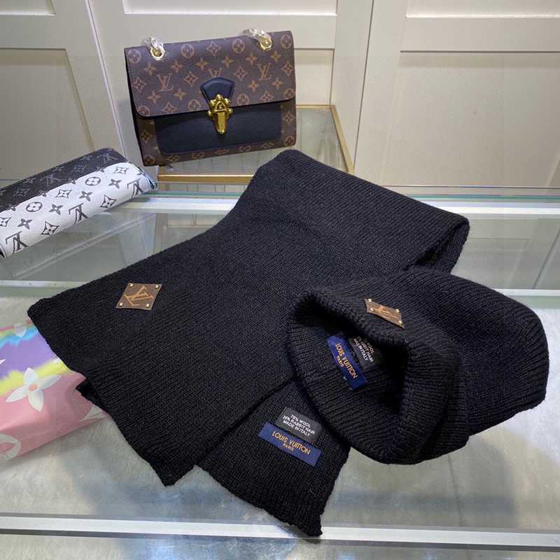 ルイヴィトン秋冬新品マフラー 帽两点セット2410PYJ120-LU008
