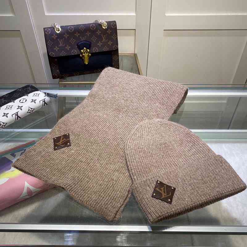 ルイヴィトン秋冬新品マフラー 帽两点セット2410PYJ120-LU009