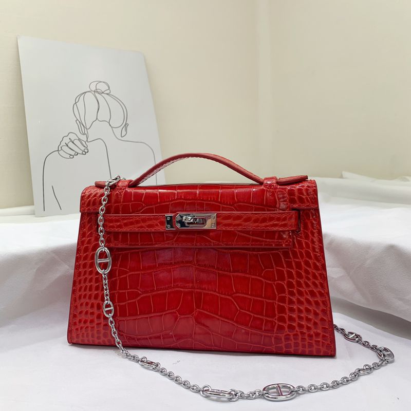 エルメスHERMESケリー22cmクロコ型押レザーDZ2001P280-KELLY-A51