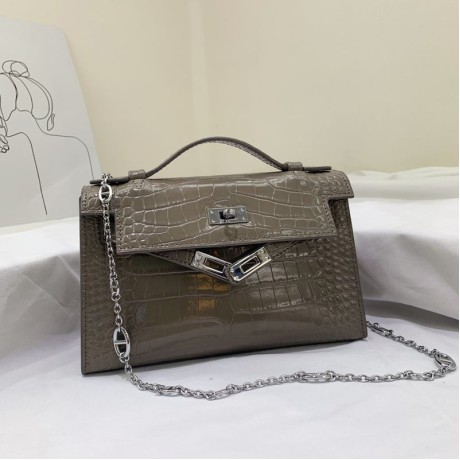 エルメスHERMESケリー22cmクロコ型押レザーDZ2001P280-KELLY-A53