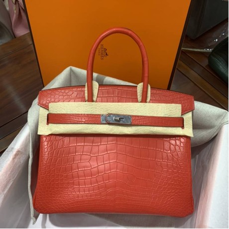 高品質エルメスクロコダイル手作りBIRKINバーキン30TD2001P-BIRKIN30-HE02