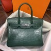 高品質エルメスクロコダイル手作りBIRKINバーキン30TD2001P-BIRKIN30-HE04
