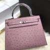 超美品エルメス手作りハンドバッグケリー25内縫いオーストリッチTD2001P1800-KELLY-10