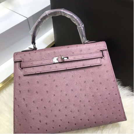 超美品エルメス手作りハンドバッグケリー25内縫いオーストリッチTD2001P1800-KELLY-10