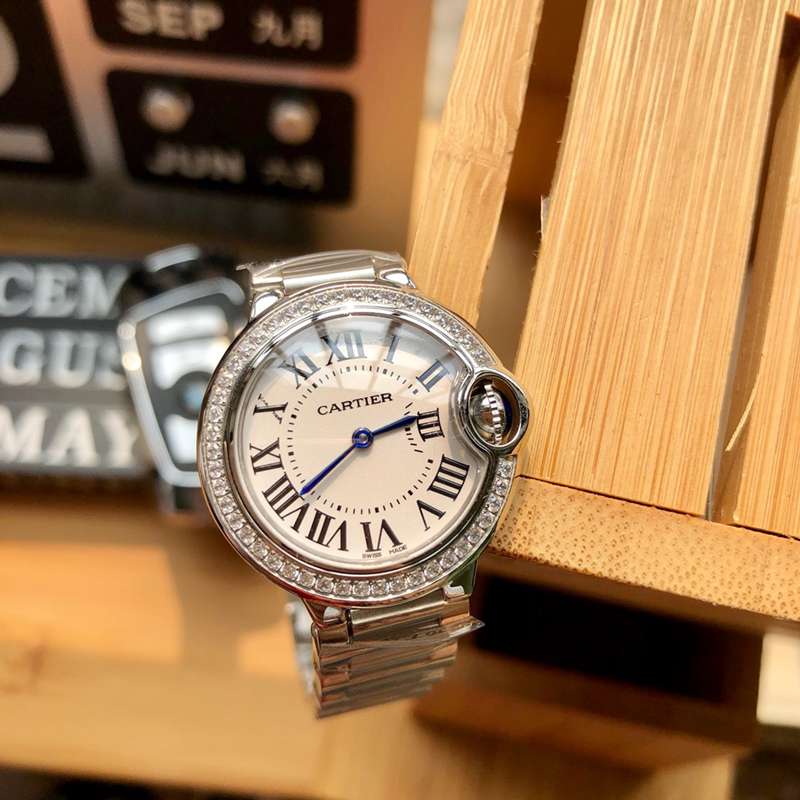 カルティエCartierレディース腕時計33mmバロンブルーCa-TSH370-012