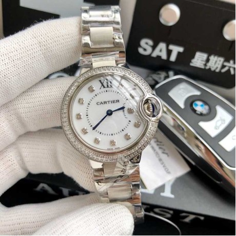 カルティエCartierレディース腕時計33mmバロンブルーCa-TSH430-022