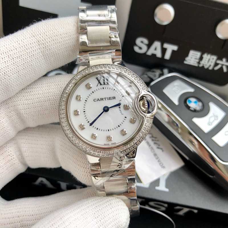 カルティエCartierレディース腕時計33mmバロンブルーCa-TSH430-022