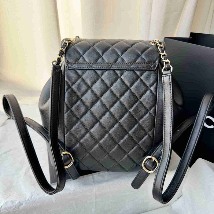 Chanel デュマ カーフ ラージ リュック オールレザー ブラック 3618 サイズ:25x22x18cm