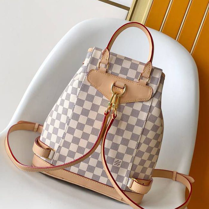 Louis Vuitton モンソリー スモールリュック チェック ホワイト N00120 サイズ:30x28x18cm