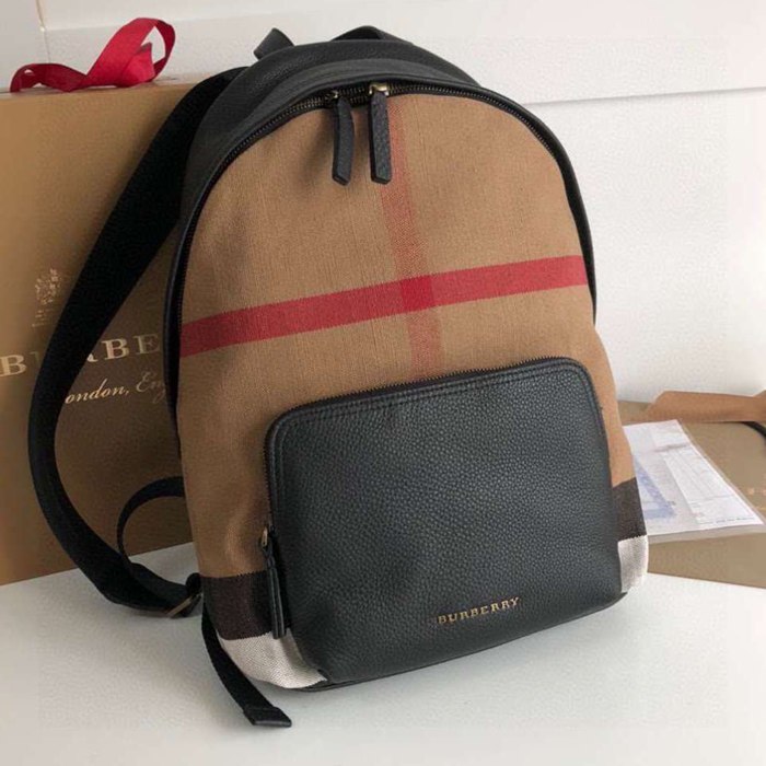Burberry キャンバス タータンチェック リュック タータンチェック ブラウン 891155 サイズ:40x30cm
