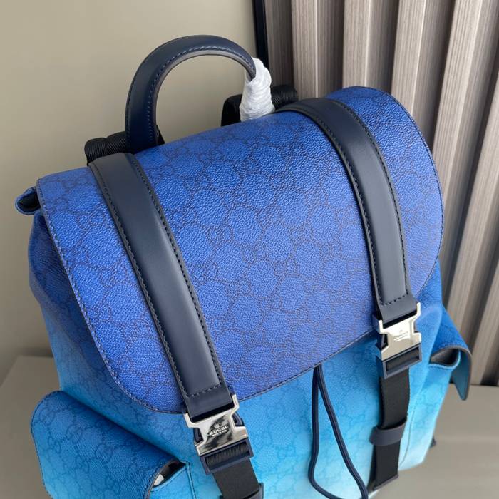 Gucci リュック オールレザー ブルー 792080 サイズ:46x35x12cm