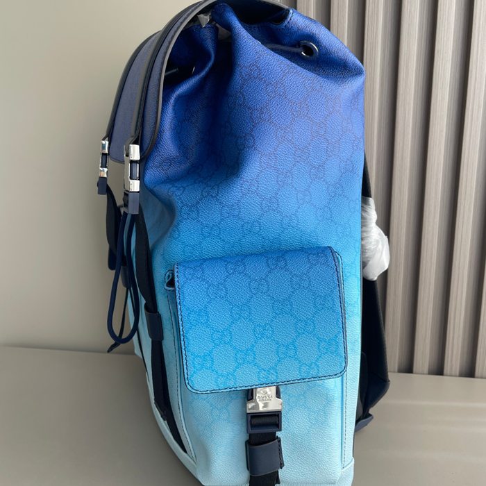 Gucci リュック オールレザー ブルー 792080 サイズ:46x35x12cm