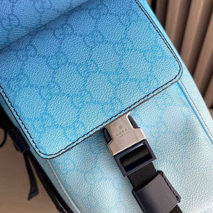 Gucci リュック オールレザー ブルー 792080 サイズ:46x35x12cm