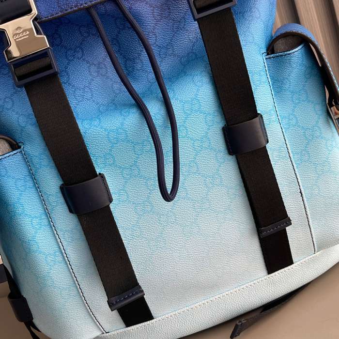 Gucci リュック オールレザー ブルー 792080 サイズ:46x35x12cm