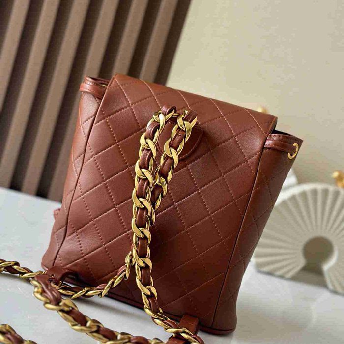 Chanel ヴィンテージ リュック ラムレザー ブラウン A2210 サイズ:21x20.5x10cm